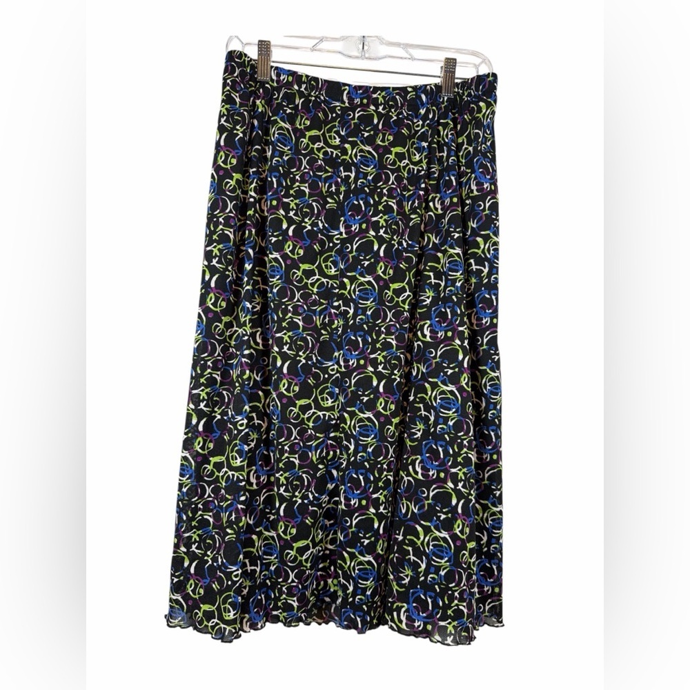 TanJay Black Maxi Skirt with Blue and Green Swirl Print Size Petite Medium - Picture 2 of 8